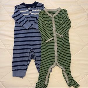Two baby boy striped Carter’s one pieces